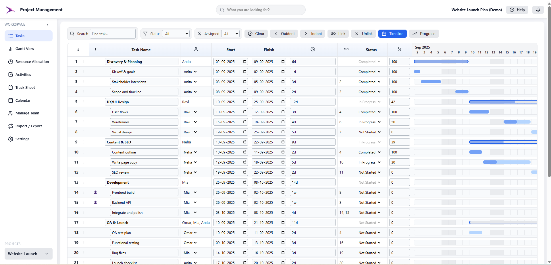 Project Management screenshot 1