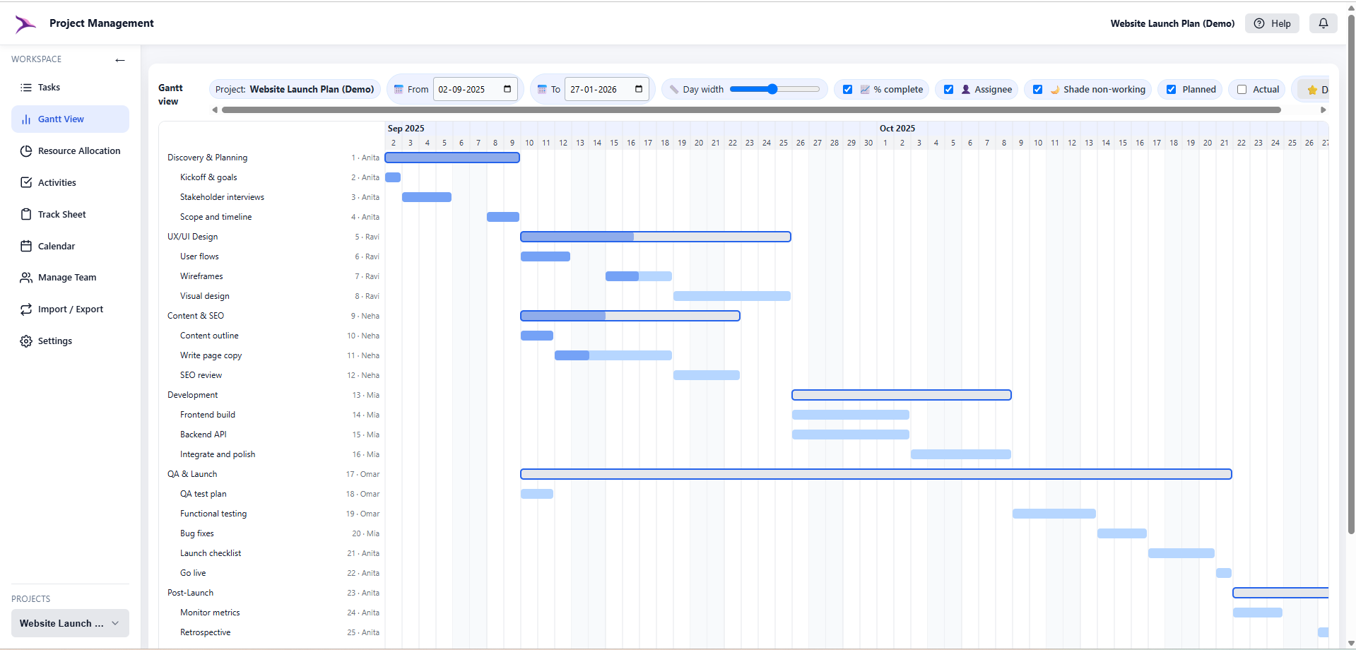 Project Management screenshot 2